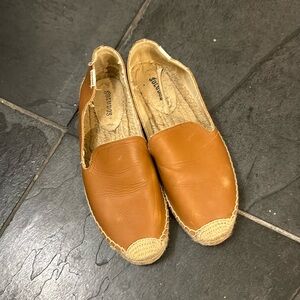 Soludos Brown Cognac Tan Leather Espadrilles Size 8